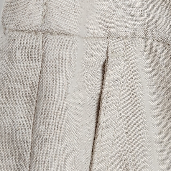 Talbots 100% Linen Flax Oatmeal Women's Petite Size 16 Pants Back & Side Pockets - Picture 2 of 8